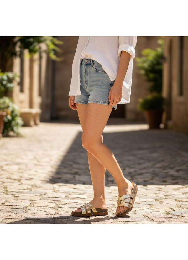 Moleca - Tamanco Feminino Flat Moleca 5500116 Ouro 2