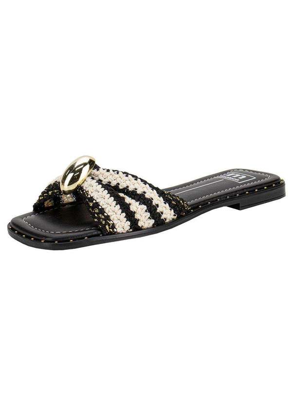 Moleca - Tamanco Feminino Flat Moleca 5547107 - Preto/Branco