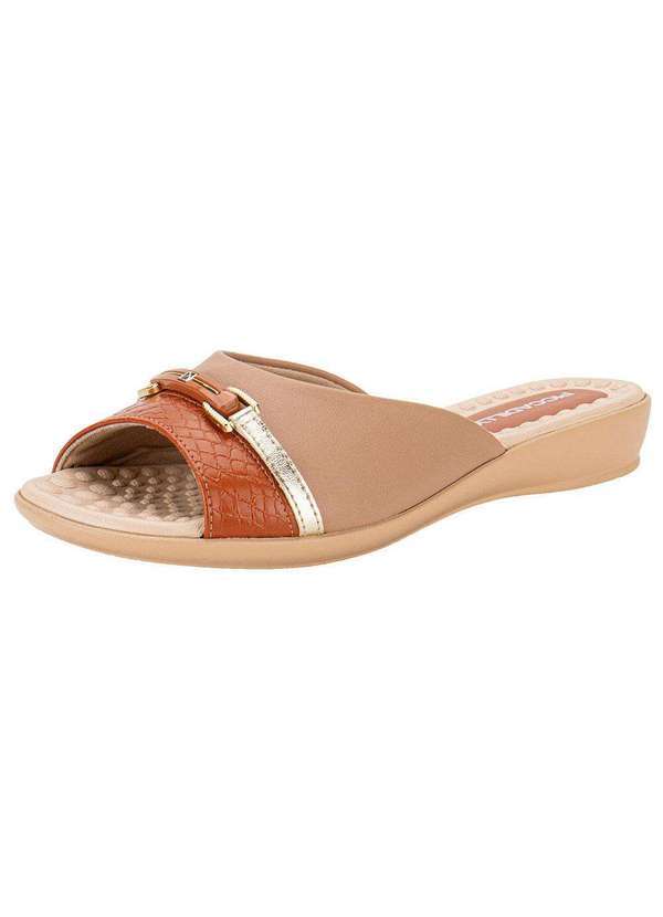 Piccadilly - Tamanco Feminino Flat Piccadilly 500375 - Bege/Laranja