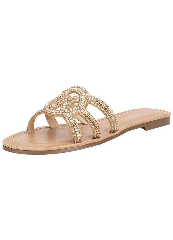 Via Marte - Tamanco Feminino Flat Via Marte 308003 - Ouro/Rosado