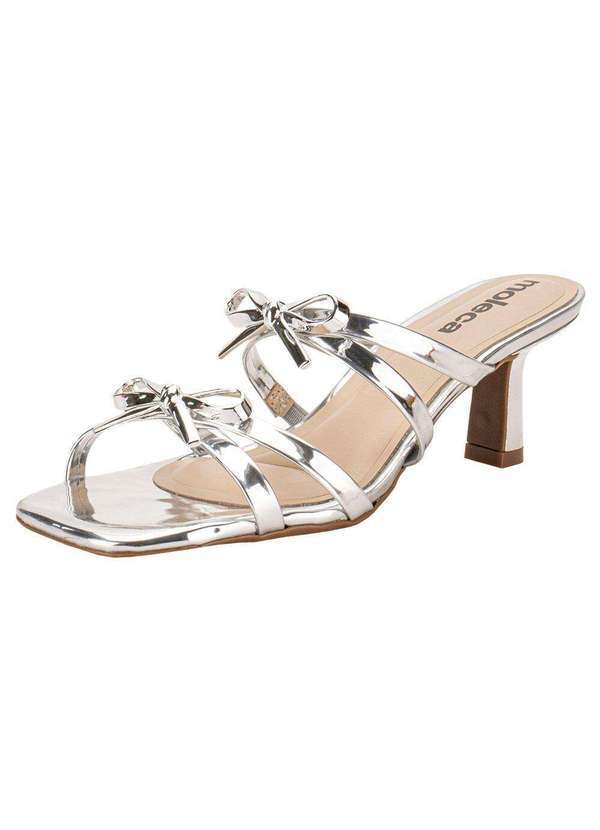 Moleca - Tamanco Feminino Salto Fino Moleca 5523103 - Prata
