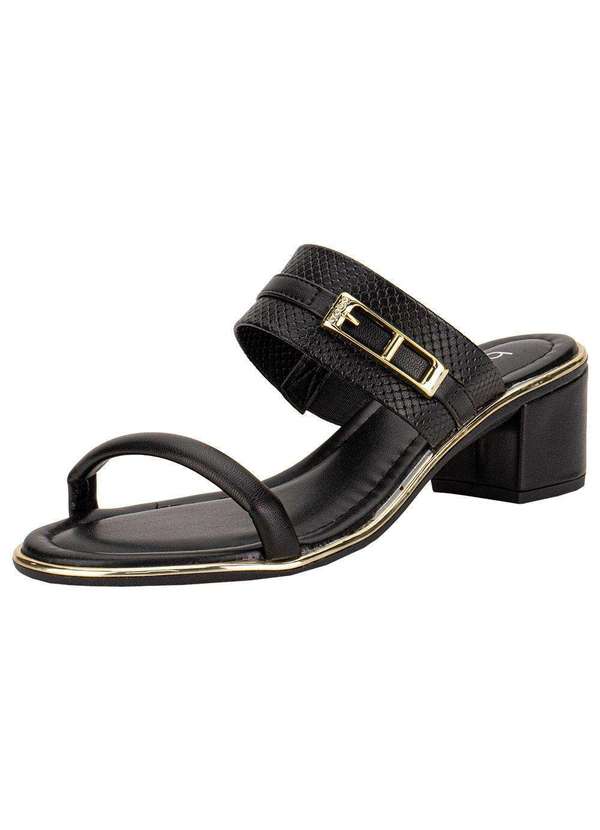 Beira Rio - Tamanco Feminino Salto Grosso Beira Rio 8379252 - Preto/Dourado