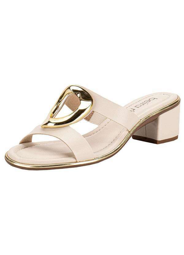 Beira Rio - Tamanco Feminino Salto Grosso Beira Rio 8379257 - Marfim