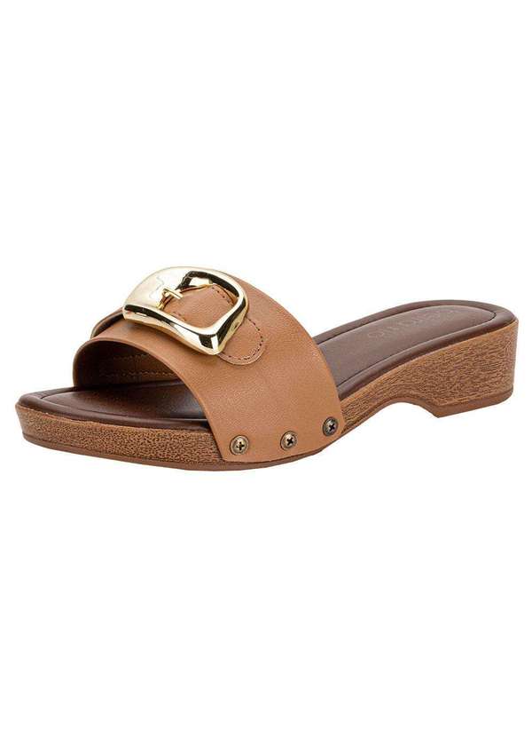 Beira Rio - Tamanco Feminino Salto Grosso Beira Rio 8456307 - Camel 1