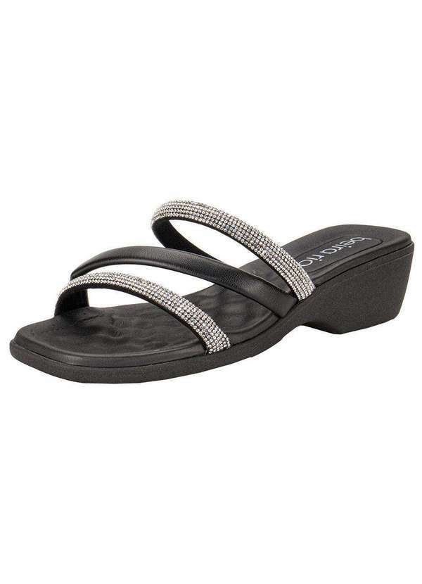 Beira Rio - Tamanco Feminino Salto Grosso Beira Rio 8527107 - Preto/Prata