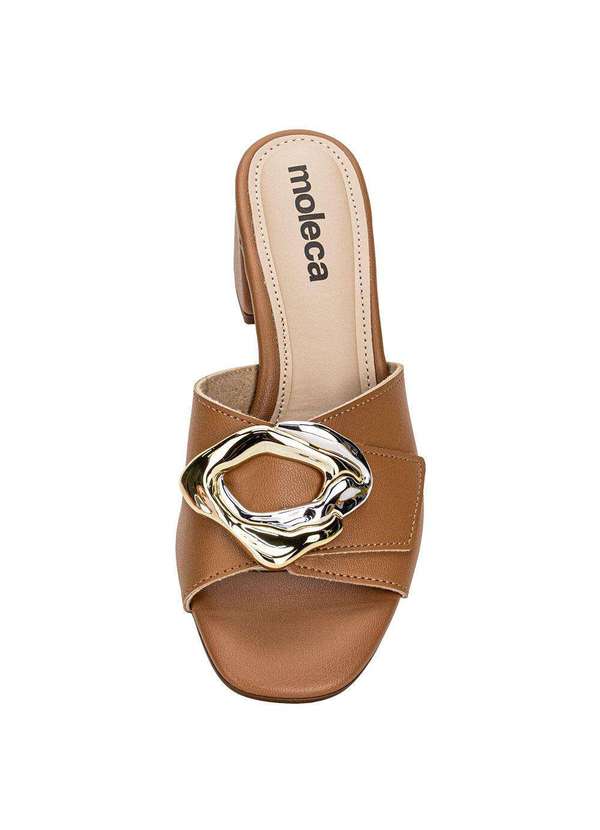 Moleca - Tamanco Feminino Salto Grosso Moleca 5496117 - Camel 5