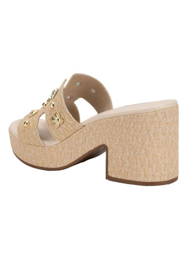 Moleca - Tamanco Feminino Salto Grosso Moleca 5549105 - Natural 3