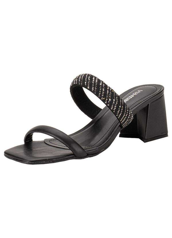 Via Marte - Tamanco Feminino Salto Grosso Via Marte 100010 - Preto