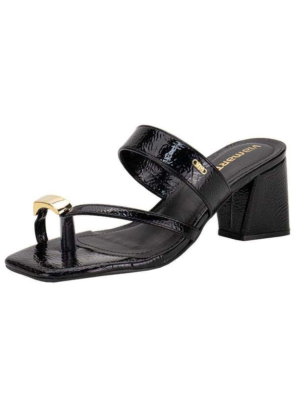 Via Marte - Tamanco Feminino Salto Grosso Via Marte 264006 Verniz/Preto