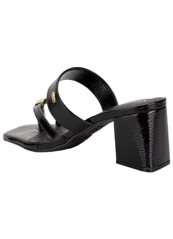 Via Marte - Tamanco Feminino Salto Grosso Via Marte 264006 Verniz/Preto 3