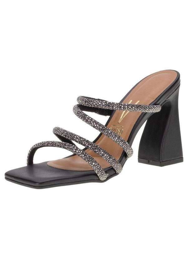 Vizzano - Tamanco Feminino Salto Taça Vizzano - 6493104 - Preto/Cinza