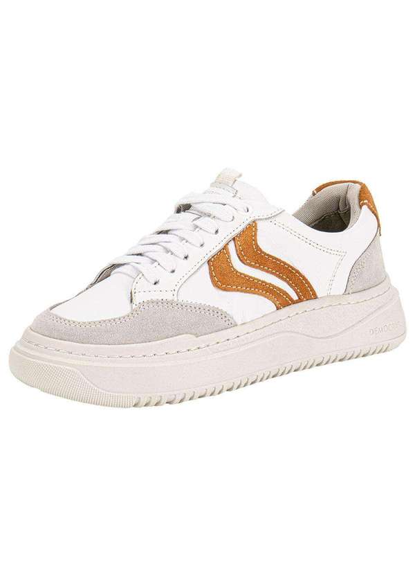 Democrata - Tênis Feminino Block Democrata 616102 - Branco/Bege