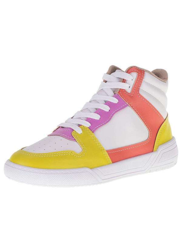 Moleca - Tênis Feminino Cano Alto Moleca - 5771102 - Branco/Rosa