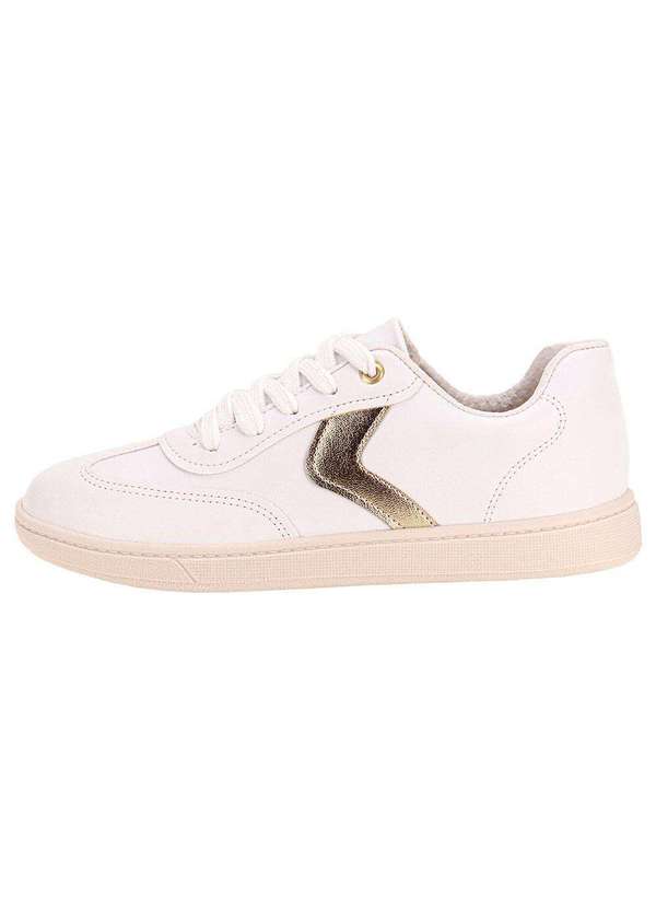 Beira Rio - Tênis Feminino Casual Beira Rio 4313103 - Branco/Dourado 2