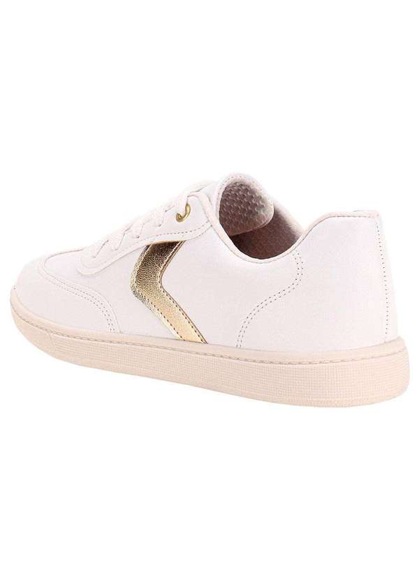 Beira Rio - Tênis Feminino Casual Beira Rio 4313103 - Branco/Dourado 3