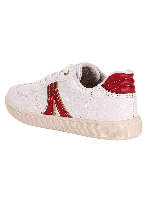 Beira Rio - Tênis Feminino Casual Beira Rio 4313105 - Branco/Vermelho 3