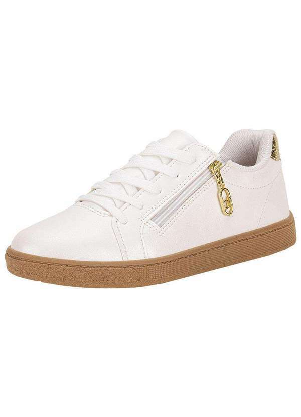 Beira Rio - Tênis Feminino Casual Beira Rio 4313109 Branco/Dourado