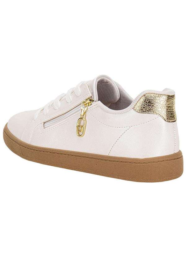 Beira Rio - Tênis Feminino Casual Beira Rio 4313109 Branco/Dourado 3