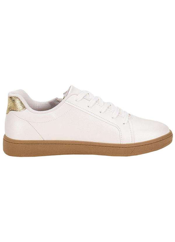 Beira Rio - Tênis Feminino Casual Beira Rio 4313109 Branco/Dourado 5