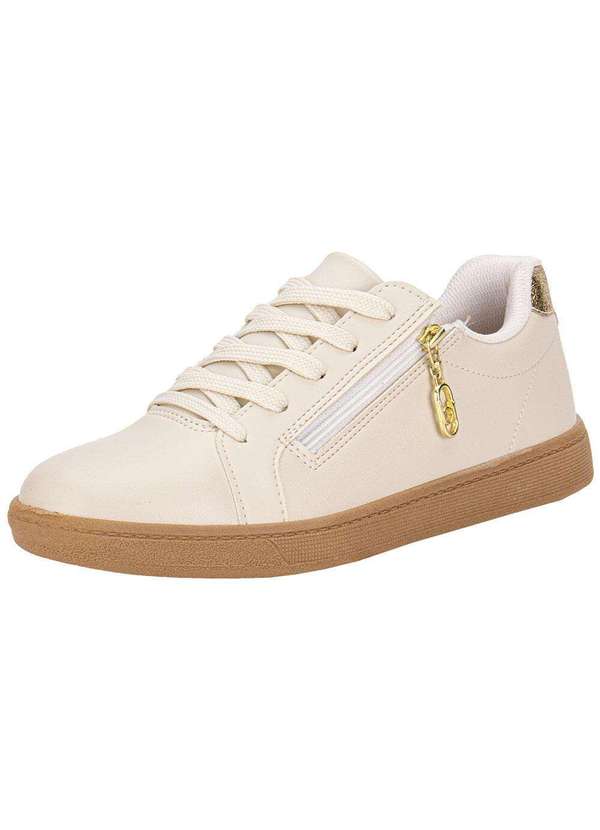 Beira Rio - Tênis Feminino Casual Beira Rio 4313109 Bege/Dourado