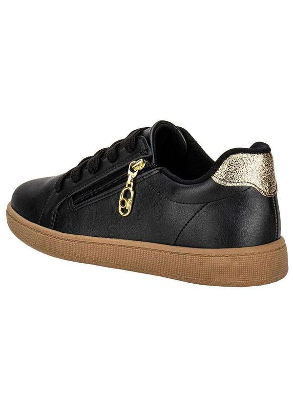 Beira Rio - Tênis Feminino Casual Beira Rio 4313109 Preto/Dourado 3