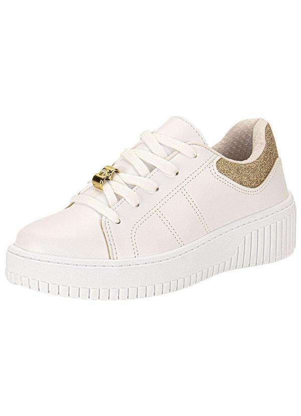 Beira Rio - Tênis Feminino Casual Beira Rio 4316102 - Branco/Dourado