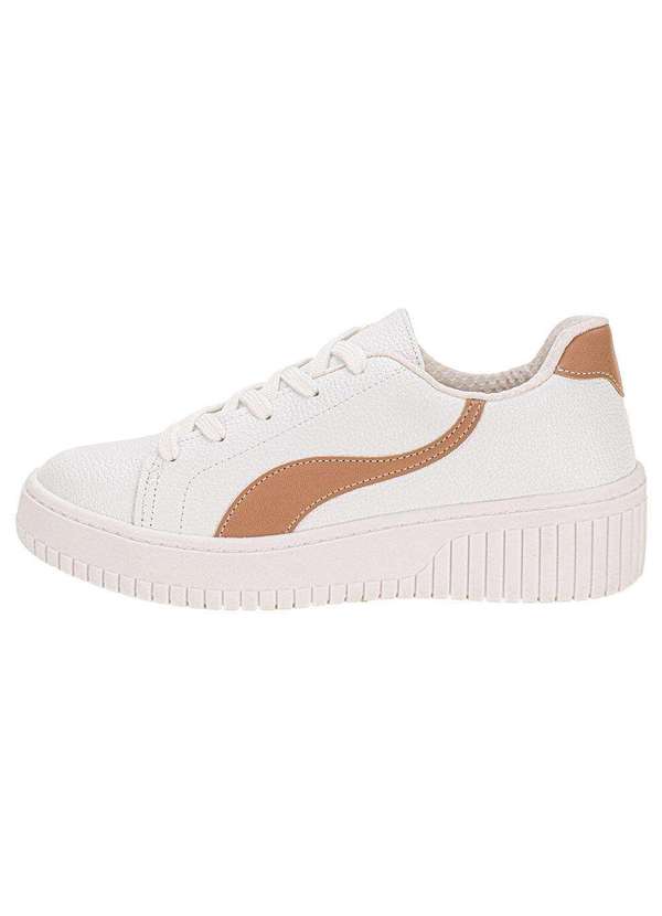 Beira Rio - Tênis Feminino Casual Beira Rio 4316110 - Branco/Bege 2