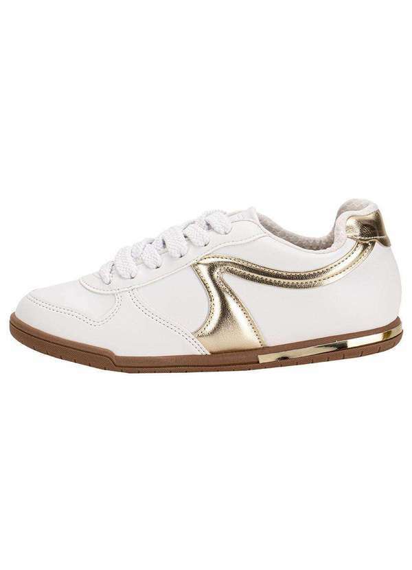 Beira Rio - Tênis Feminino Casual Beira Rio 4326101 - Branco/Dourado 2