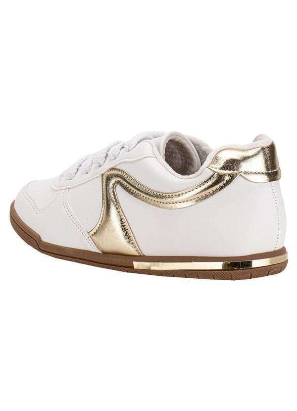 Beira Rio - Tênis Feminino Casual Beira Rio 4326101 - Branco/Dourado 3