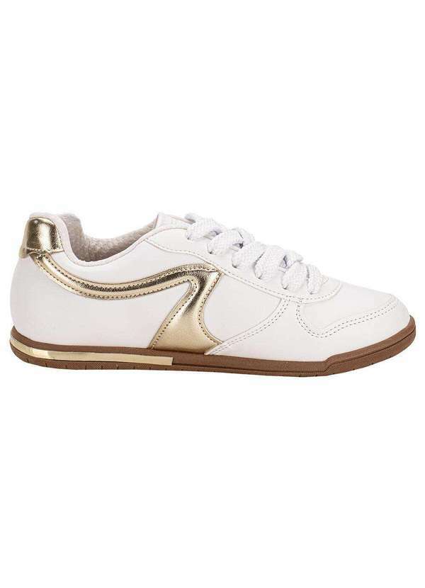 Beira Rio - Tênis Feminino Casual Beira Rio 4326101 - Branco/Dourado 5