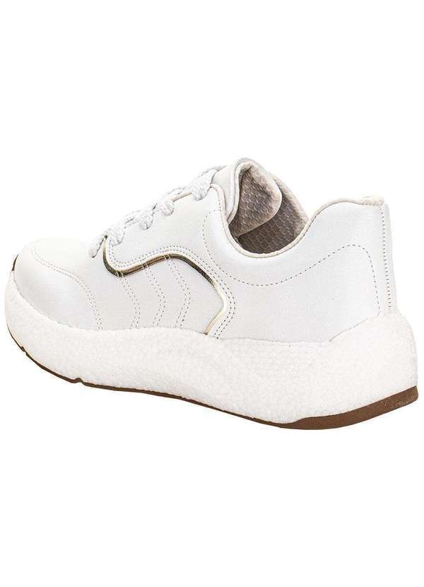 Beira Rio - Tênis Feminino Casual Beira Rio 4327101 Branco/Dourado 3