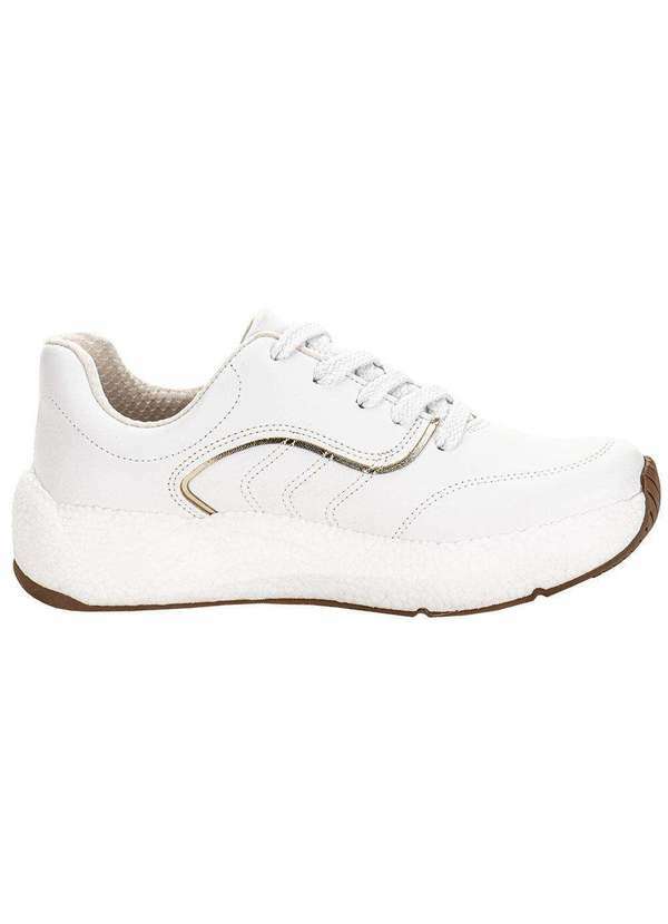 Beira Rio - Tênis Feminino Casual Beira Rio 4327101 Branco/Dourado 5
