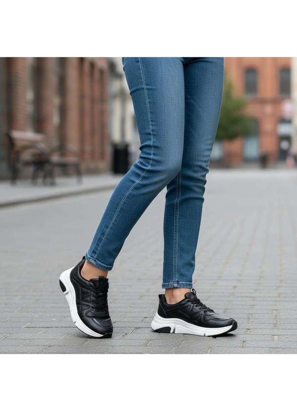 Modare - Tênis Feminino Casual Modare 7401102 Preto/Bege 2