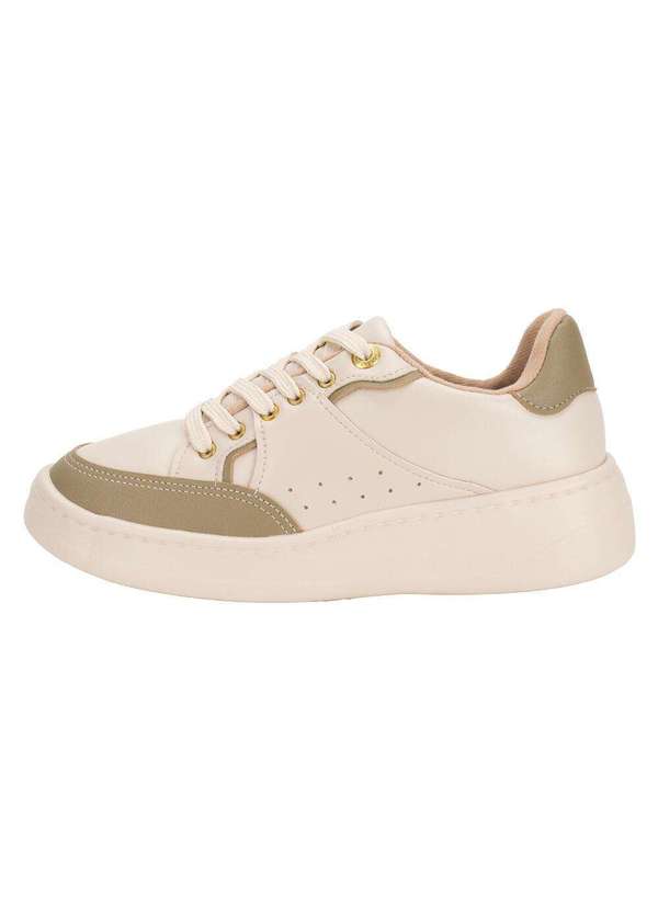 Modare - Tênis Feminino Casual  Modare 7402103 - Bege/Verde 2