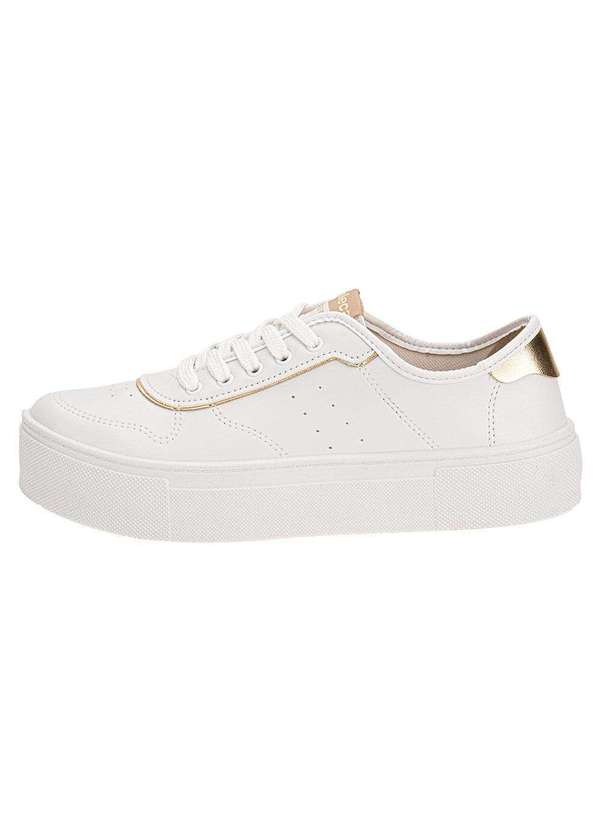 Moleca - Tênis Feminino Casual Moleca 5658539 - Branco/Dourado 2