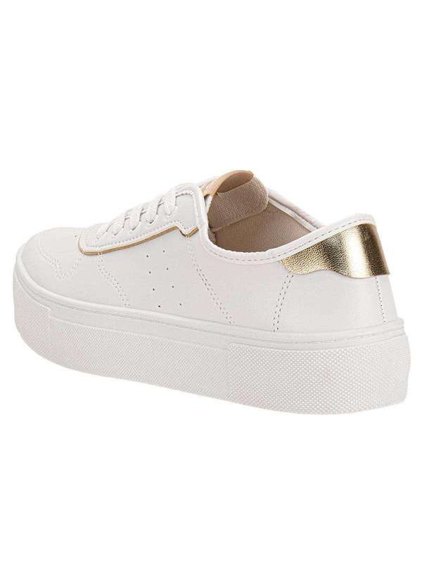 Moleca - Tênis Feminino Casual Moleca 5658539 - Branco/Dourado 3