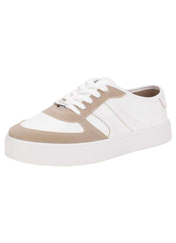 Moleca - Tênis Feminino Casual Moleca 5712330 - Branco/Bege