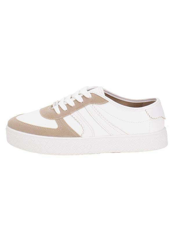 Moleca - Tênis Feminino Casual Moleca 5712330 - Branco/Bege 2