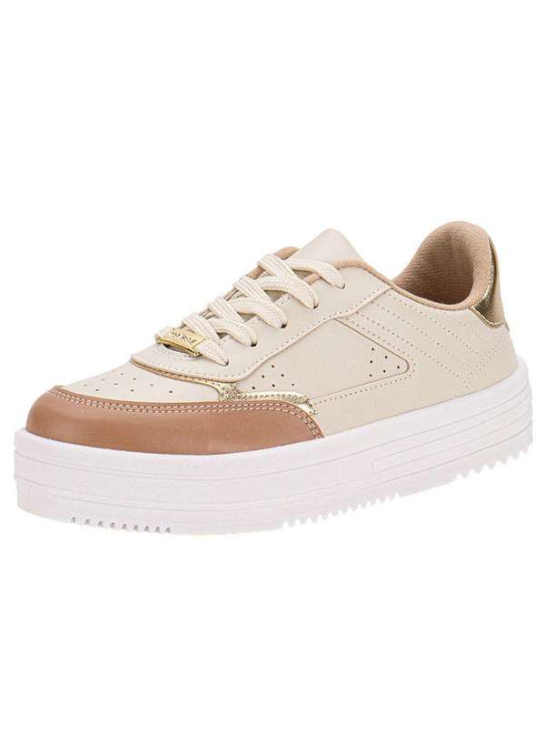 Moleca - Tênis Feminino Casual Moleca 5712330 - Bege/Dourado 1