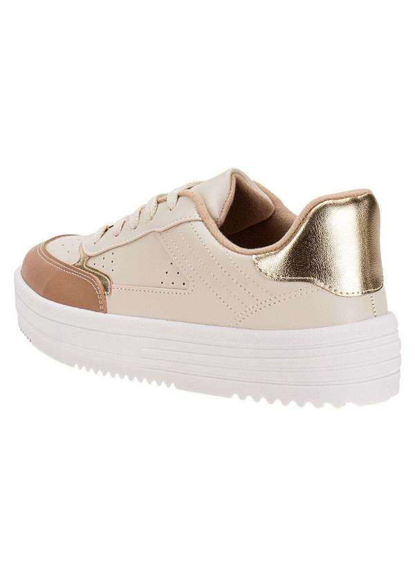 Moleca - Tênis Feminino Casual Moleca 5712330 - Bege/Dourado 3