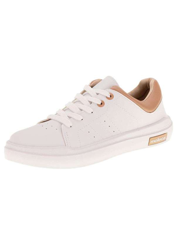 Moleca - Tênis Feminino Casual Moleca - 5750107 - Branco/Bege