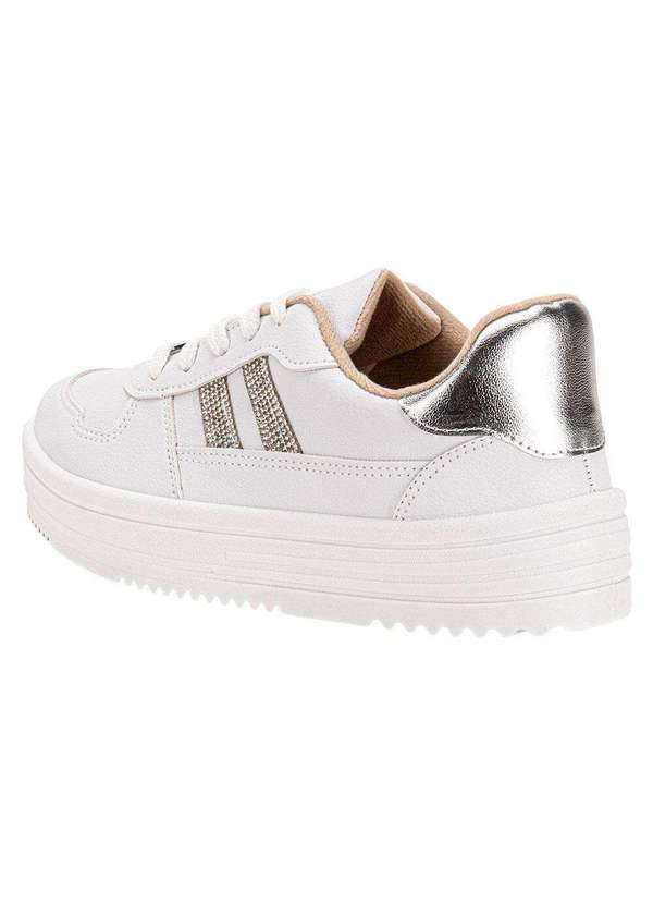 Moleca - Tênis Feminino Casual Moleca 5782315 - Branco/Prata 3