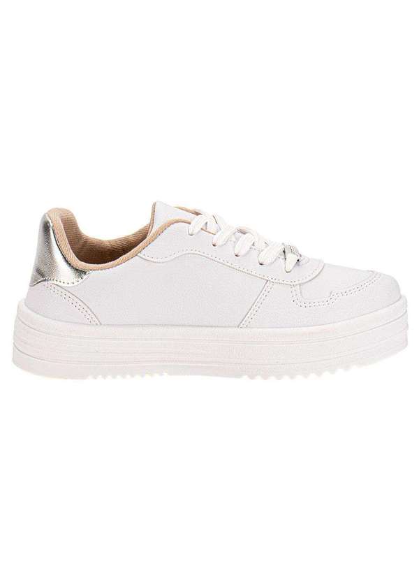 Moleca - Tênis Feminino Casual Moleca 5782315 - Branco/Prata 5