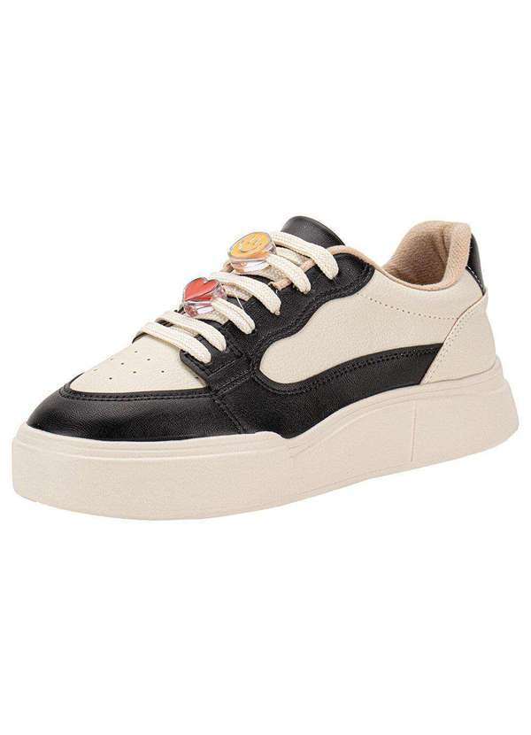 Moleca - Tênis Feminino Casual Moleca 5808103 - Bege/Preto