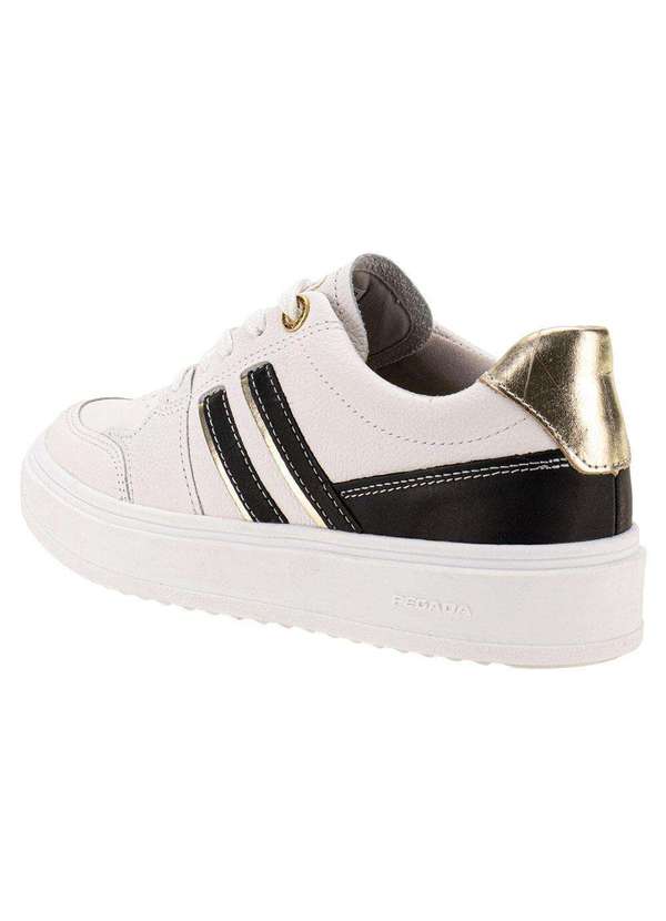 Pegada - Tênis Feminino Casual Pegada 211302 - Branco/Preto 3
