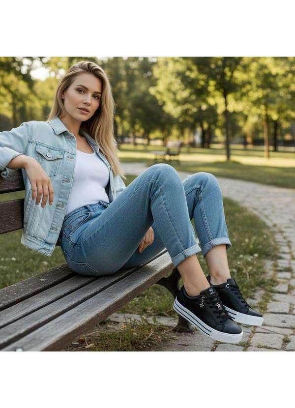 Via Marte - Tênis Feminino Casual Via Marte 01001301 Preto/Branco 2