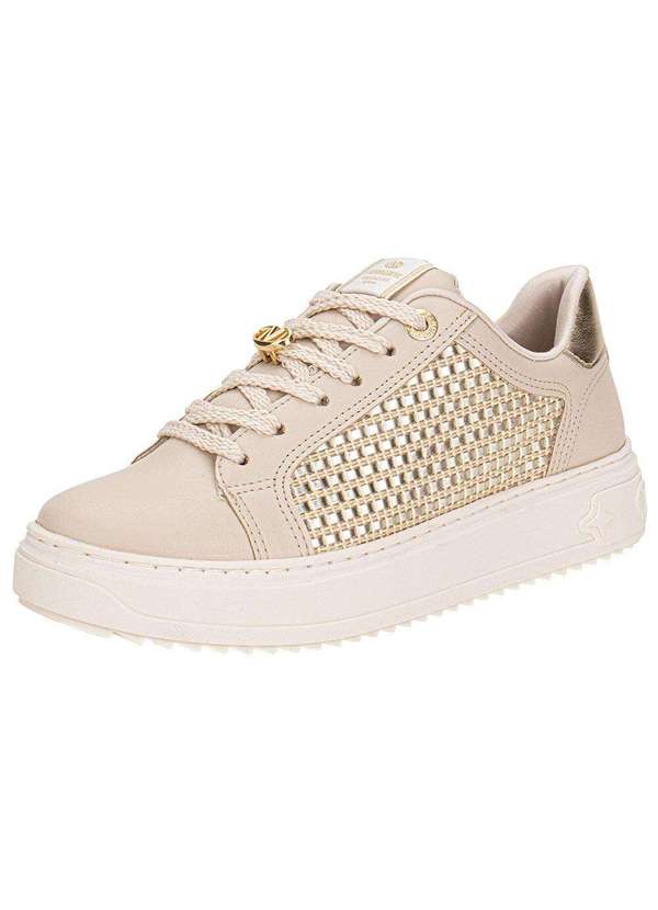 Via Marte - Tênis Feminino Casual Via Marte 055038 - Bege/Ouro 1