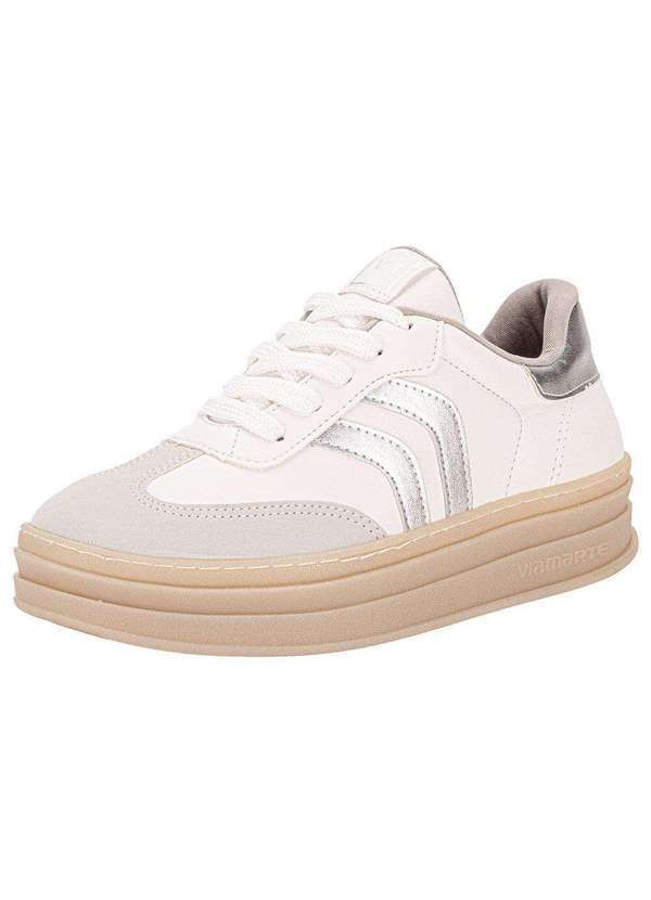 Via Marte - Tênis Feminino Casual Via Marte 156001 - Branco/Cinza