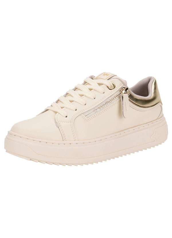 Via Marte - Tênis Feminino Casual Via Marte 206001 - Bege/Ouro