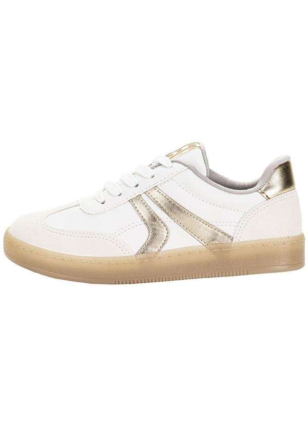 Via Marte - Tênis Feminino Casual Via Marte 213012 Branco/Dourado 2